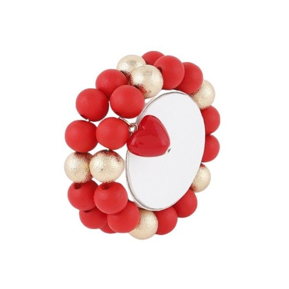 Valentine’s Day Bracelets Big Double Heart Beaded Bracelet For Women Red